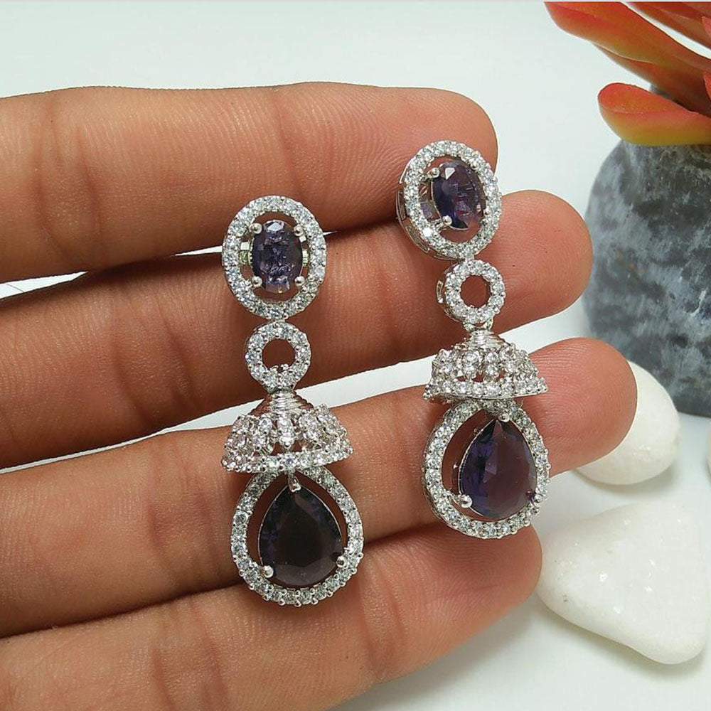Manisha Jewellery Silver Plated AD Stone Jhumki Earrings