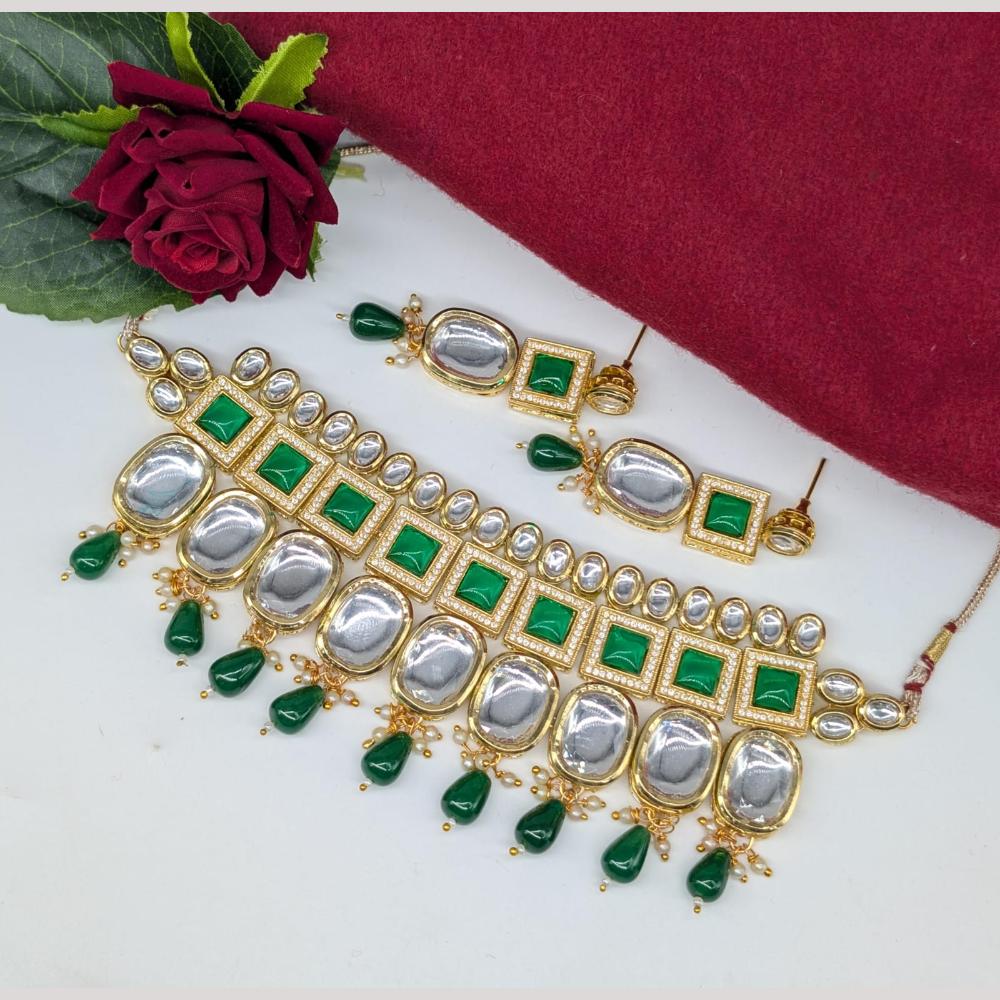 Manisha Jewellery Gold Plated Kundan Stone And Beads Choker Necklace