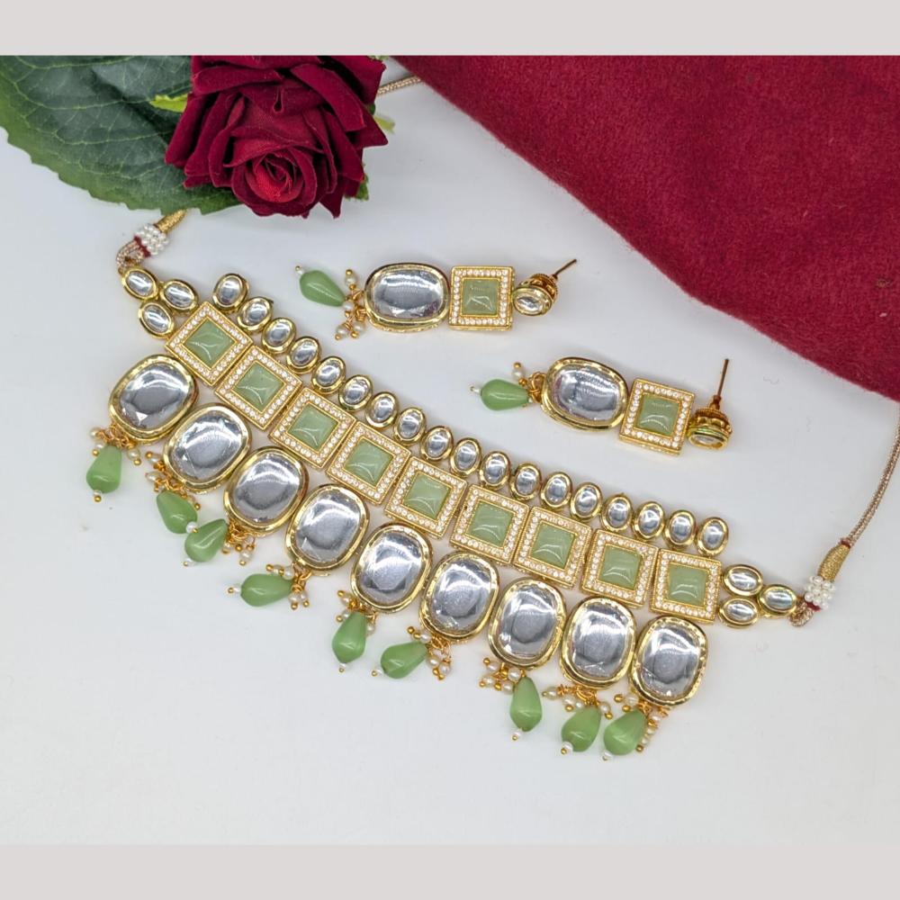 Manisha Jewellery Gold Plated Kundan Stone And Beads Choker Necklace