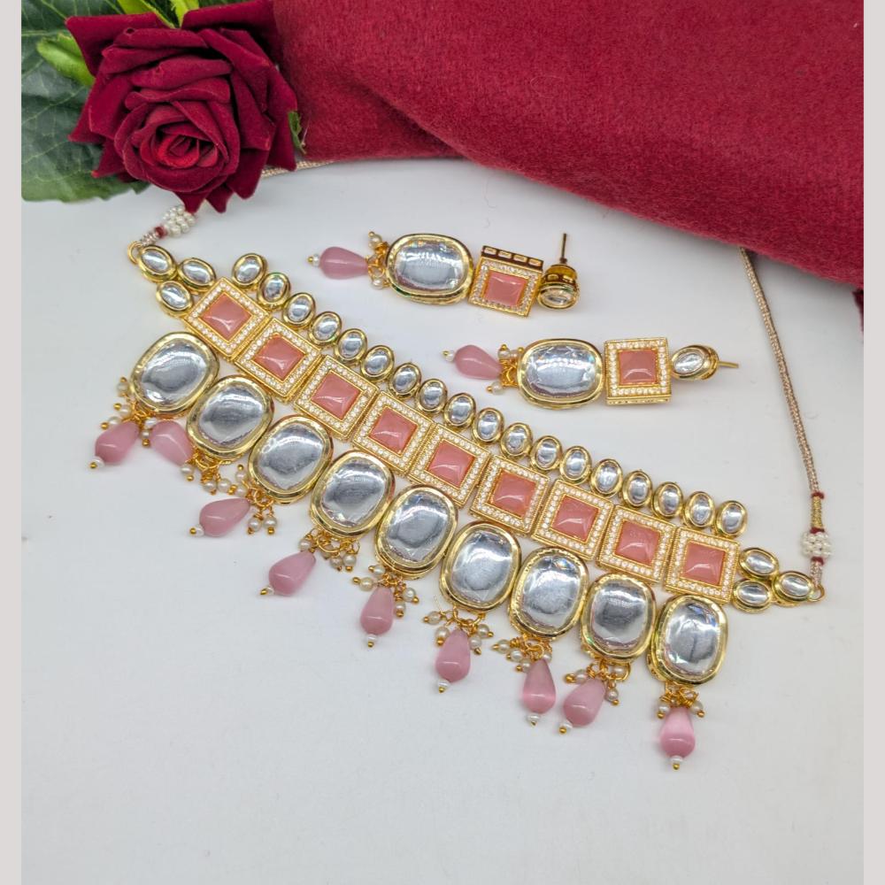 Manisha Jewellery Gold Plated Kundan Stone And Beads Choker Necklace
