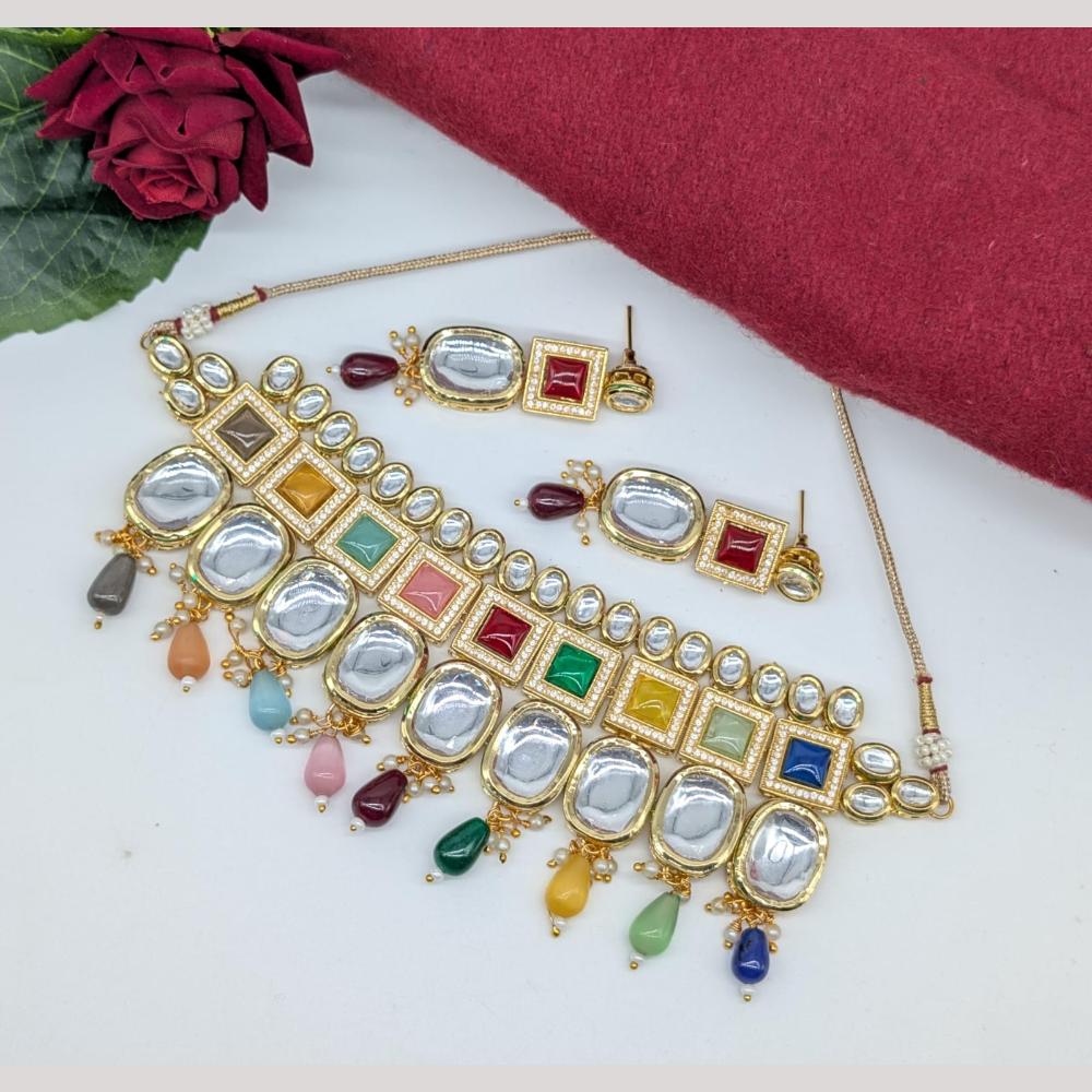 Manisha Jewellery Gold Plated Kundan Stone And Beads Choker Necklace