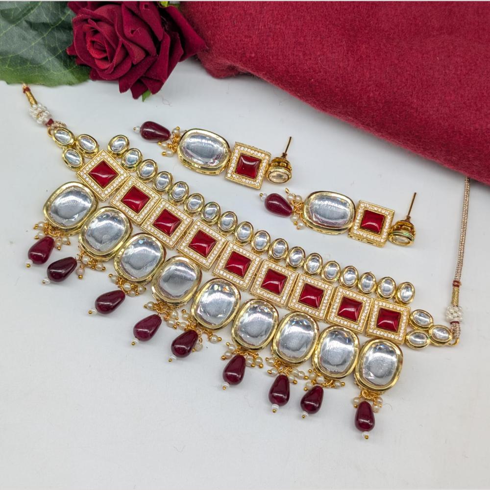 Manisha Jewellery Gold Plated Kundan Stone And Beads Choker Necklace