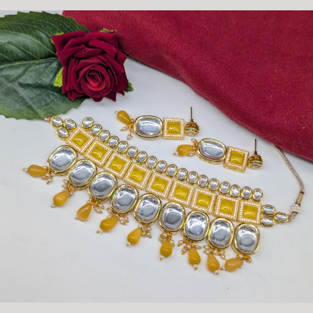 Manisha Jewellery Gold Plated Kundan Stone And Beads Choker Necklace