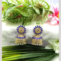 Manisha Jewellery Gold Plated Crystal Stone And Beads Jhumki Earrings
