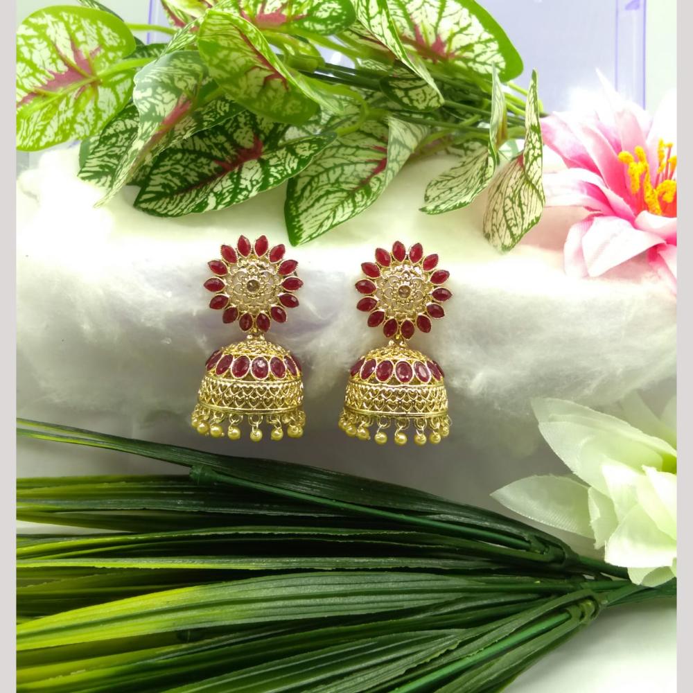 Manisha Jewellery Gold Plated Crystal Stone And Beads Jhumki Earrings