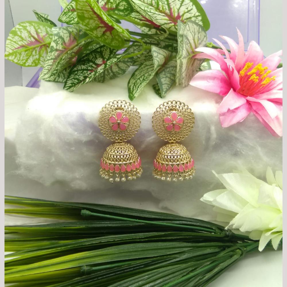 Manisha Jewellery Gold Plated Pota Stone And Beads Jhumki Earrings