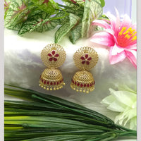 Manisha Jewellery Gold Plated Pota Stone And Beads Jhumki Earrings