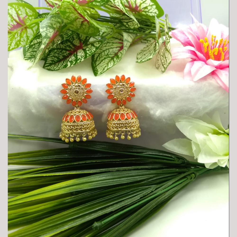 Manisha Jewellery Gold Plated Pota Stone And Beads Jhumki Earrings