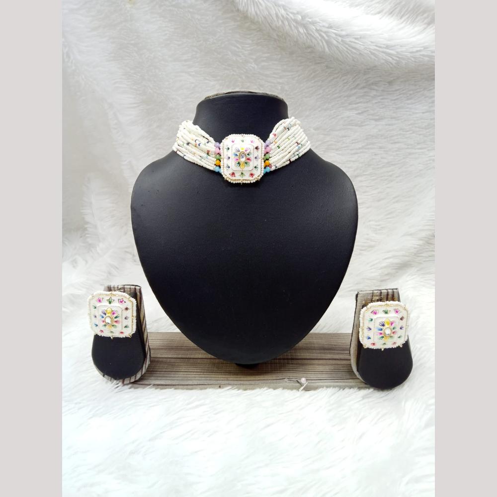 Manisha Jewellery Gold Plated Kundan Stone And Pearls Meenakari Necklace Set