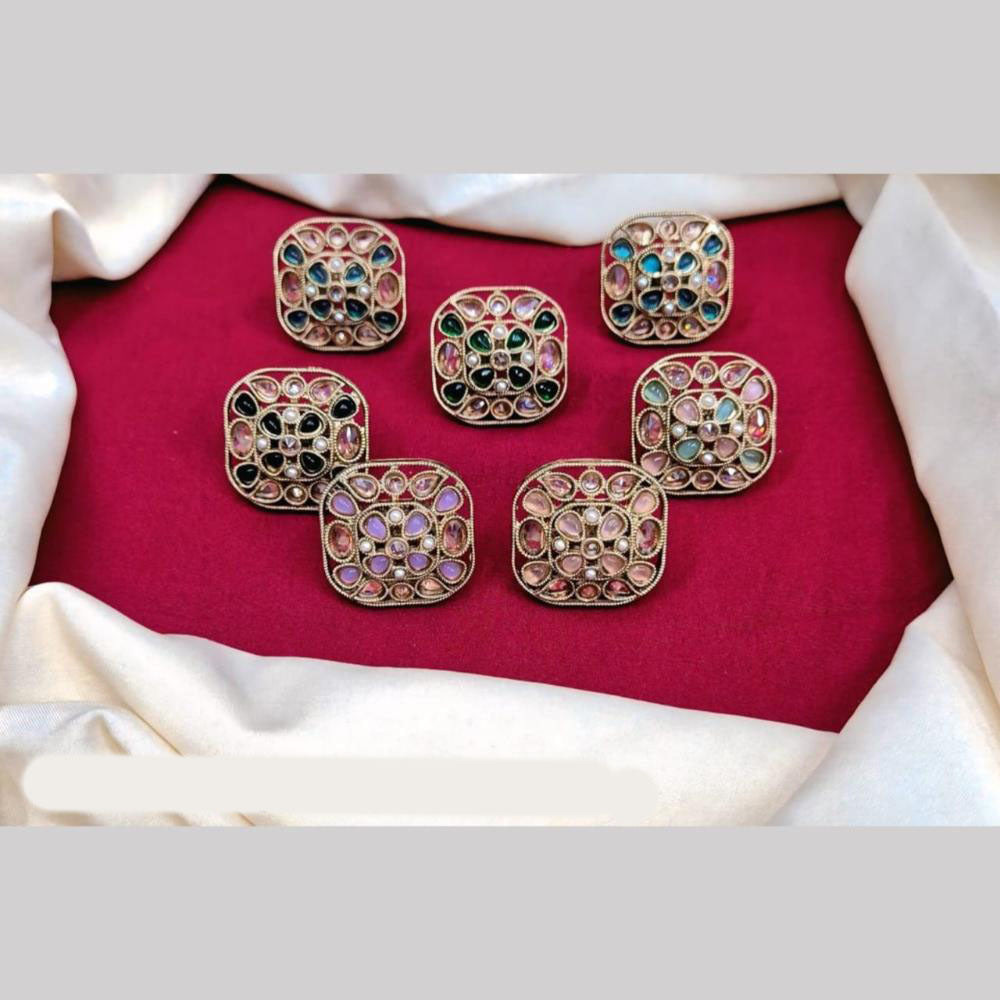 Manisha Jewellery Gold Plated Pota And Crystal Stone Ring
