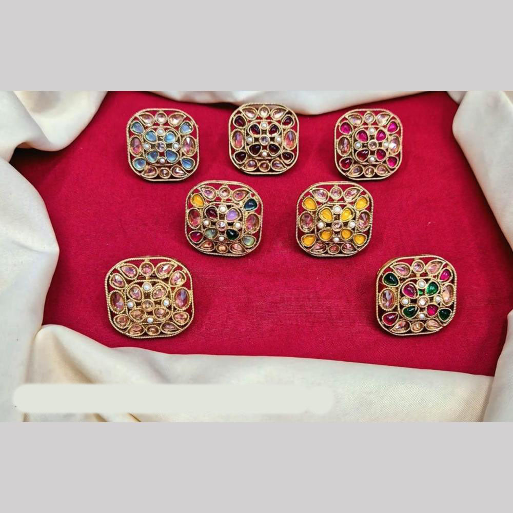 Manisha Jewellery Gold Plated Pota And Crystal Stone Ring