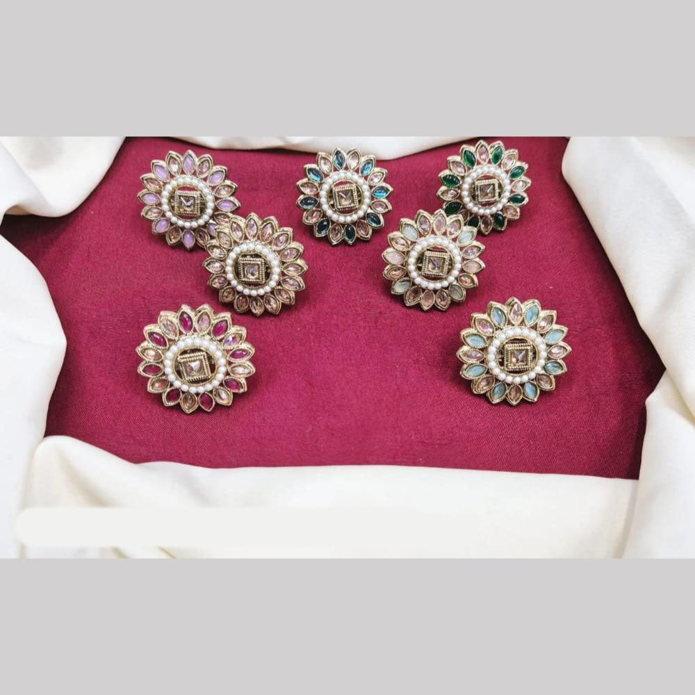 Manisha Jewellery Gold Plated Pota And Crystal Stone Ring