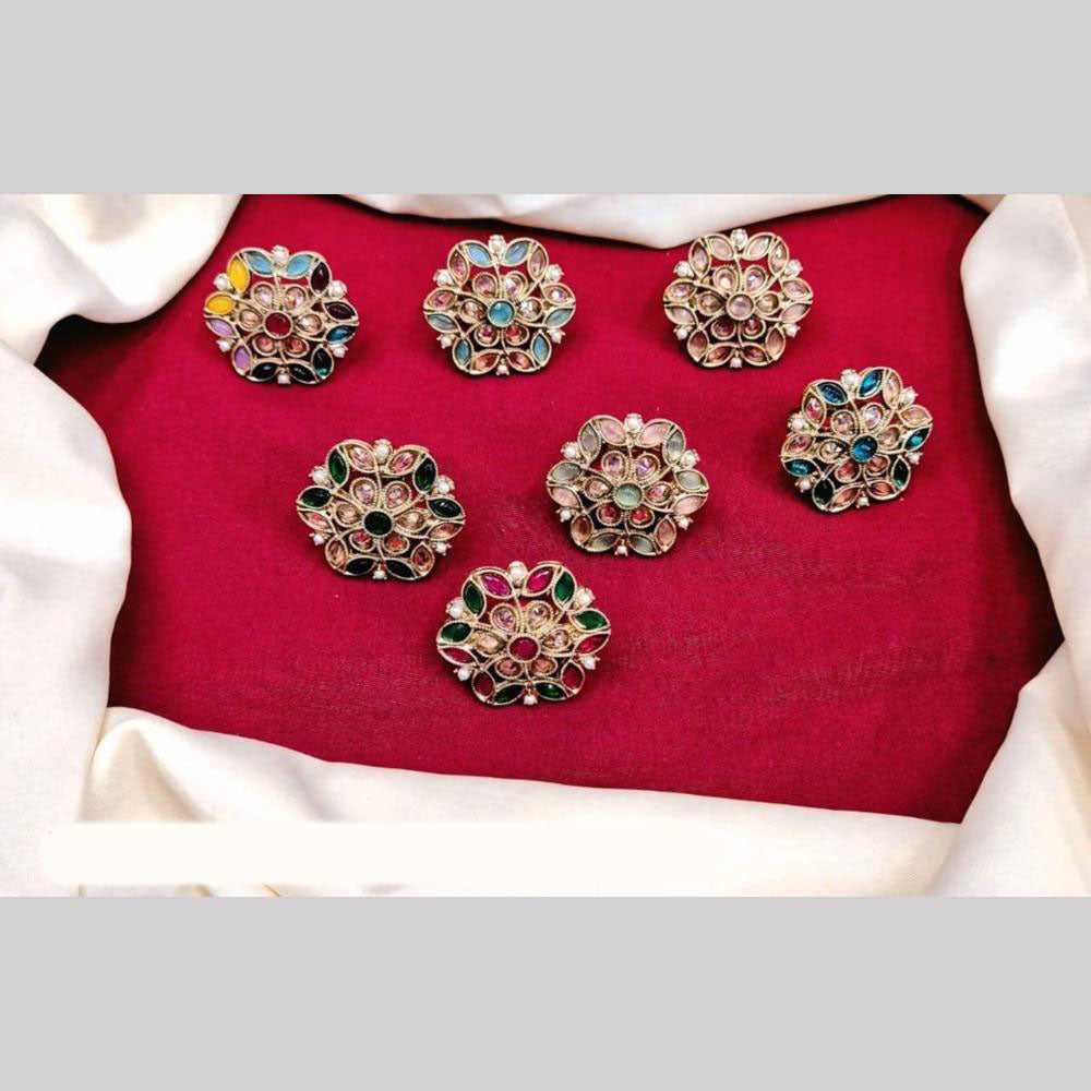 Manisha Jewellery Gold Plated Pota And Crystal Stone Ring