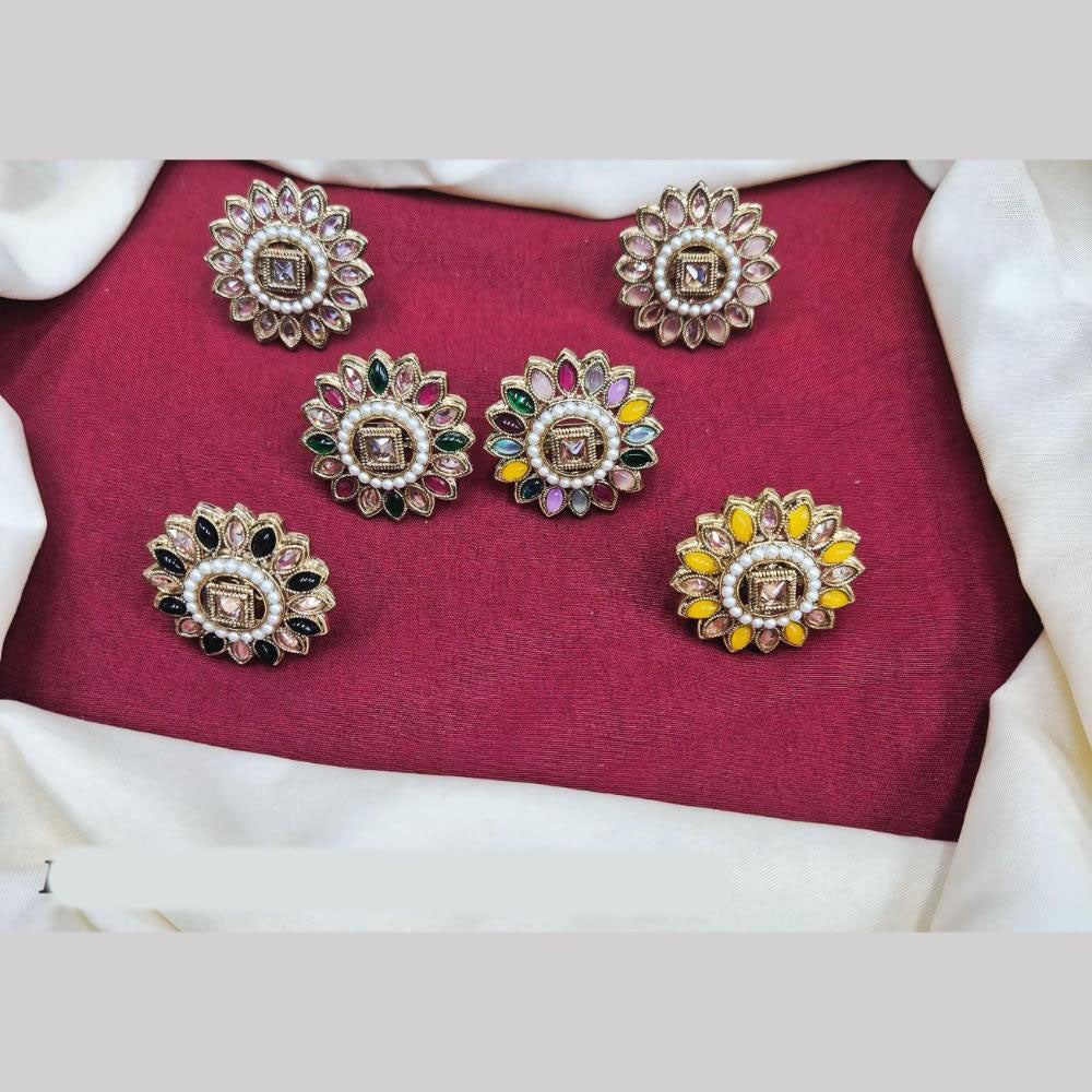 Manisha Jewellery Gold Plated Pota And Crystal Stone Ring