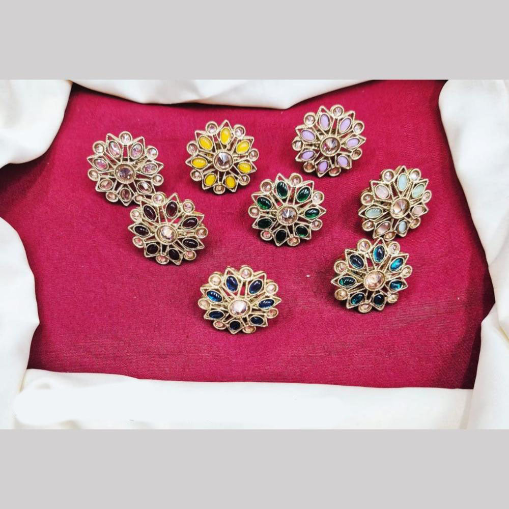Manisha Jewellery Gold Plated Pota And Crystal Stone Ring