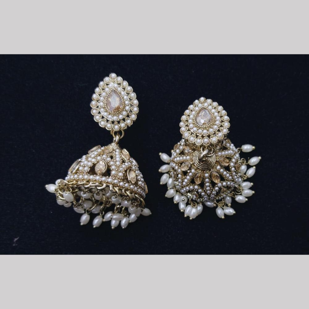 Manisha Jewellery Gold Plated Crystal Stone And Pearls Jhumki Earrings