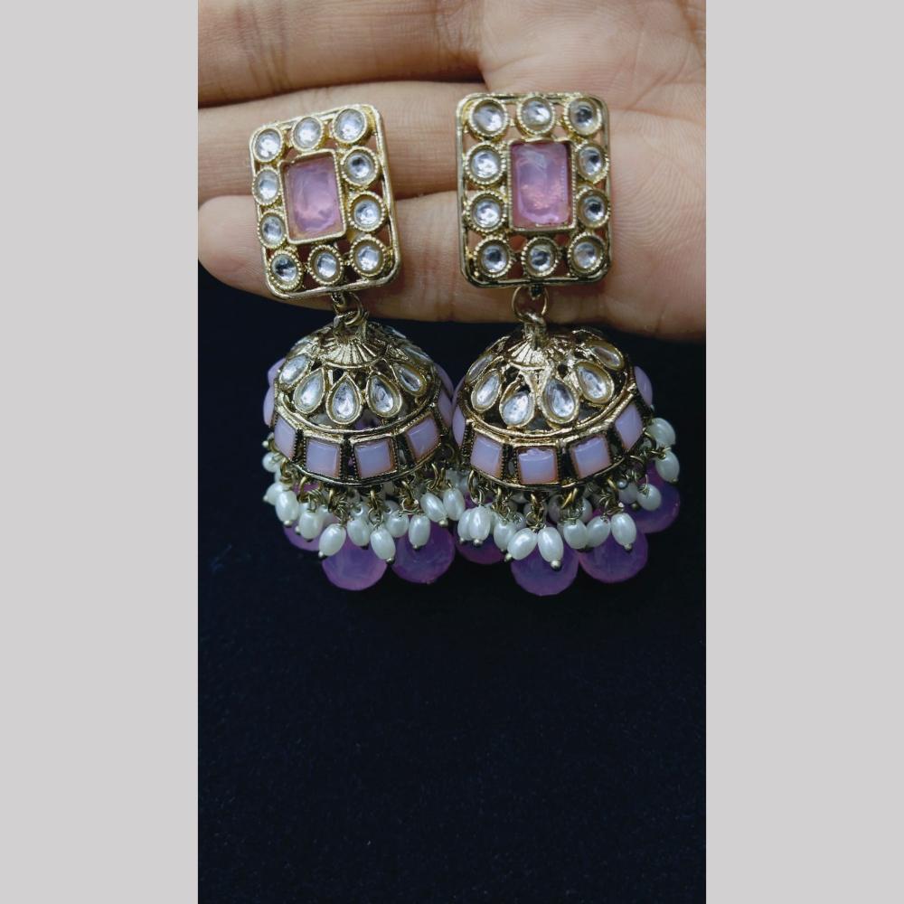 Manisha Jewellery Gold Plated Kundan Stone And Pearls Jhumki Earrings