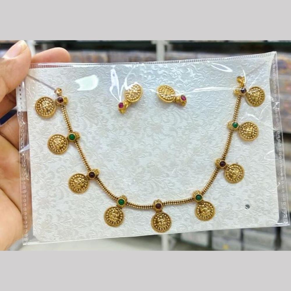 Manisha Jewellery Gold Plated Pota Stone Temple Necklace Set