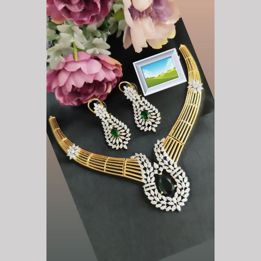 Manisha Jewellery Gold Plated American Daimonds Necklace Set