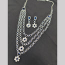 Manisha Jewellery Silver Plated American Daimonds Multi Layer Long Necklace Set
