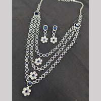 Manisha Jewellery Silver Plated American Daimonds Multi Layer Long Necklace Set