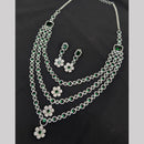 Manisha Jewellery Silver Plated American Daimonds Multi Layer Long Necklace Set