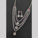 Manisha Jewellery Silver Plated American Daimonds Multi Layer Long Necklace Set