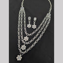 Manisha Jewellery Silver Plated American Daimonds Multi Layer Long Necklace Set