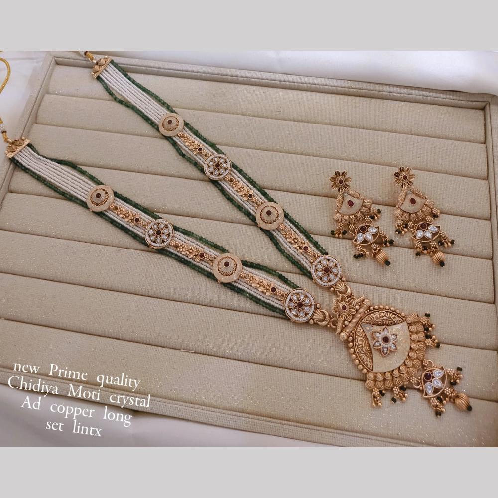 Manisha Jewellery Gold Plated Kundan And Pearls Meenkari Long Necklace Set
