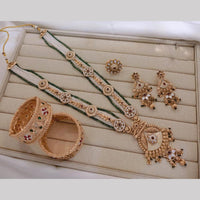 Manisha Jewellery Gold Plated Kundan Stone And Pearls Meenakari Combo set
