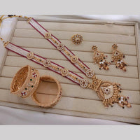 Manisha Jewellery Gold Plated Kundan Stone And Pearls Meenakari Combo set