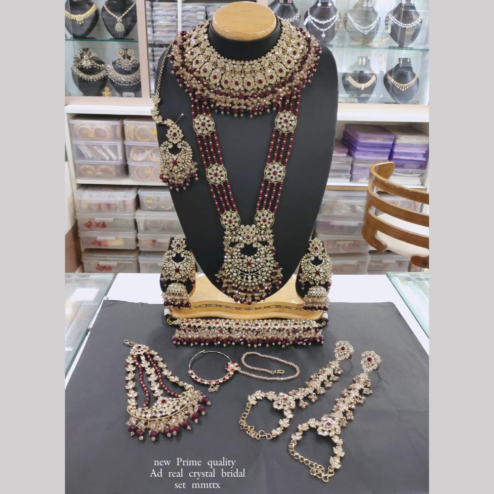 Manisha Jewellery Gold Plated Crystal Stone And Beads Bridal Necklace Set