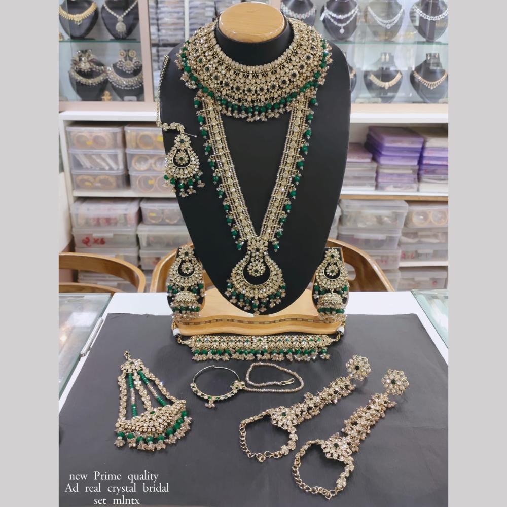 Manisha Jewellery Gold Plated Crystal Stone And Beads Bridal Necklace Set