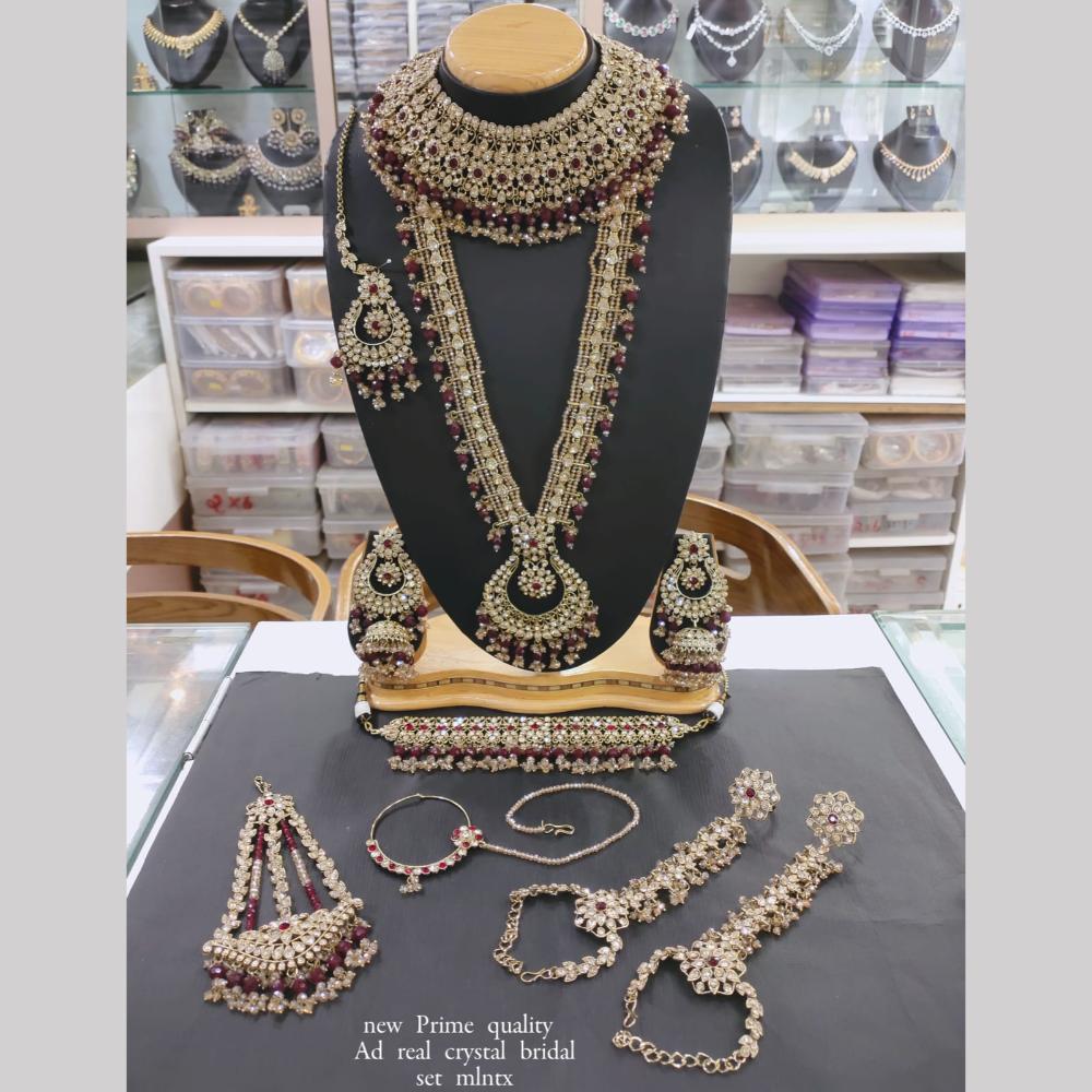 Manisha Jewellery Gold Plated Crystal Stone And Beads Bridal Necklace Set
