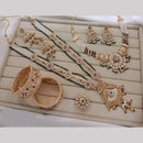 Manisha Jewellery Gold Plated Kundan Stone And Pearls Meenakari Combo set