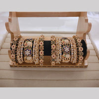 Manisha Jewellery Gold Plated Kundan Stone And Pearl Meenakari Bangles Set