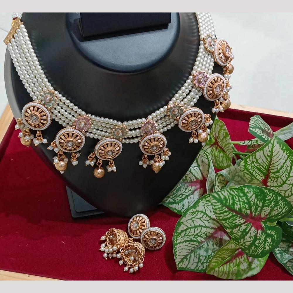 Manisha Jewellery Gold Plated Pota Stone Necklace Set