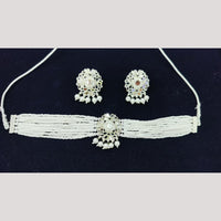 Manisha Jewellery Silver Plated Mirror And Pearl Choker Necklace Set