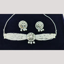 Manisha Jewellery Silver Plated Mirror And Pearl Choker Necklace Set