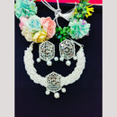 Manisha Jewellery Silver Plated Mirror And Pearl Necklace Set
