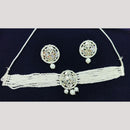 Manisha Jewellery Silver Plated Mirror And Pearl Choker Necklace Set