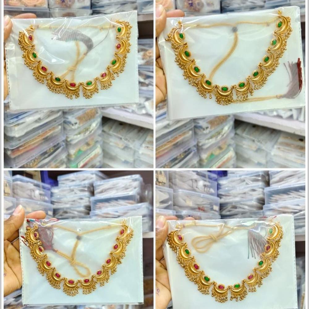 Manisha Jewellery Gold Plated Pota Stone Necklace Set