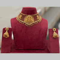 Manisha Jewellery Gold Plated Pota Stone And Beads Temple Choker Necklace Set