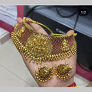 Manisha Jewellery Gold Plated Pota Stone And Beads Temple Choker Necklace Set