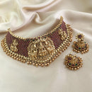 Manisha Jewellery Gold Plated Pota Stone And Beads Temple Choker Necklace Set