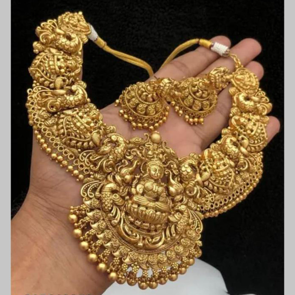 Manisha Jewellery Gold Plated Beads Temple Choker Necklace Set