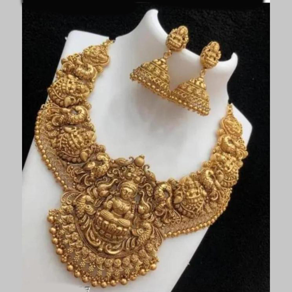 Manisha Jewellery Gold Plated Beads Temple Necklace Set