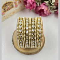 Manisha Jewellery Gold Plated Kundan Stone And Pearl Bangles Set