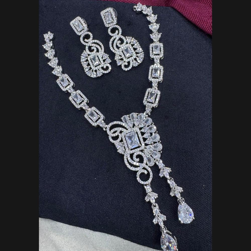 Manisha Jewellery Silver Plated American Diamonds Necklace Set