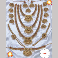 Manisha Jewellery Gold Plated Pota Stone And Temple Bridal Necklace Set